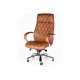 Кресло офисное / Бонд / сталь + хром / рыже-коричневая экокожа3