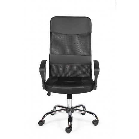Кресло офисное / Директ / (black) черная экокожа + черная сетка2