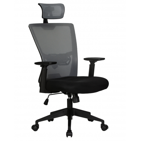Офисное кресло для персонала DOBRIN NIXON (чёрный, серая сетка)0