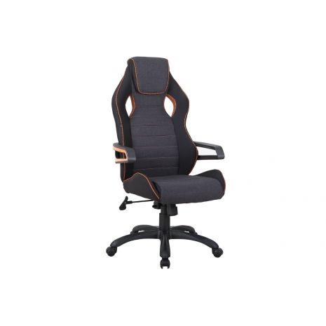 Кресло компьютерное BRABIX "Techno Pro GM-003", ткань, черное/серое, вставки оранжевые, 5318130
