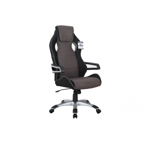 Кресло компьютерное BRABIX "Techno GM-002", ткань, черное/серое, вставки белые, 5318150