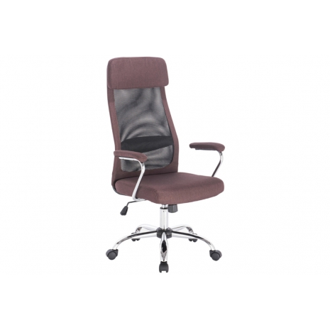 Кресло офисное BRABIX "Flight EX-540", хром, ткань, сетка, коричневое, 5318490