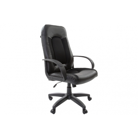 Кресло офисное BRABIX "Strike EX-525", экокожа черная, ткань черная, TW, 5313810