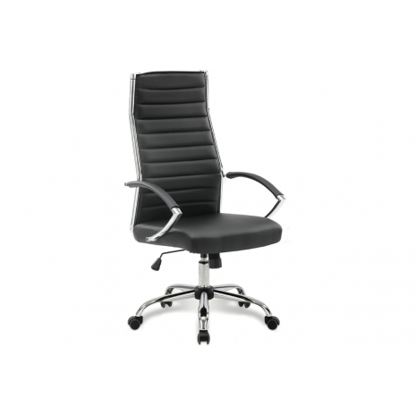 Кресло офисное BRABIX "Style EX-528", экокожа, хром, черное, 5319470