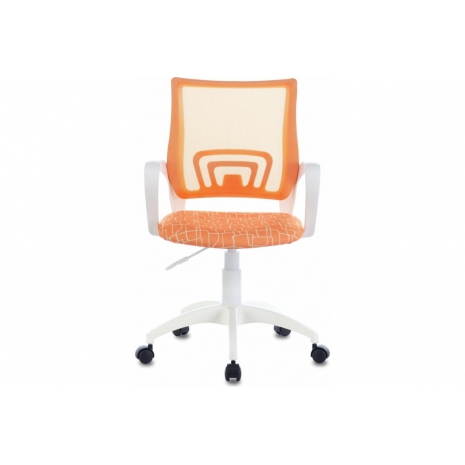 Кресло BRABIX "Fly MG-396W", с подлокотниками, пластик белый, сетка, оранжевое с рисунком "Giraffe", 5324020