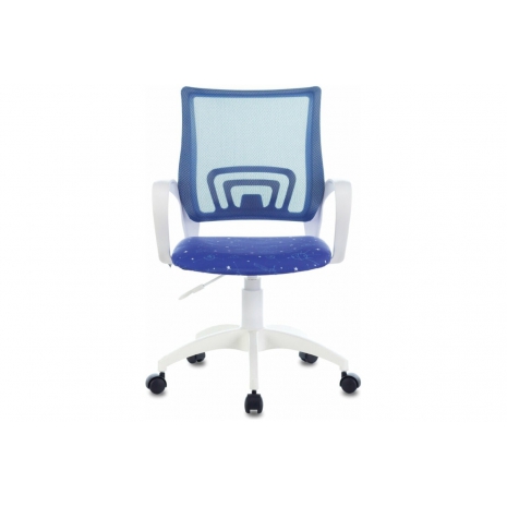 Кресло BRABIX "Fly MG-396W", с подлокотниками, пластик белый, сетка, темно-синее с рисунком "Space", 5324050