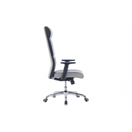 Кресло офисное / Лондон / темно серая+светло серая (вставки) экокожа1