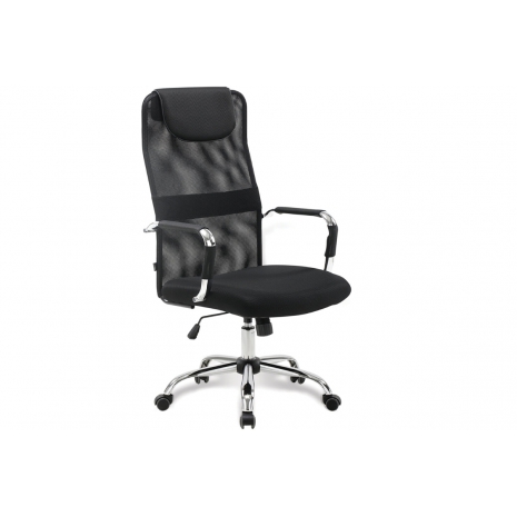 Кресло офисное BRABIX "Fit EX-514", с подголовником, хром, черное, 5319490