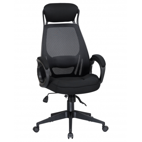 Офисное кресло для руководителей DOBRIN STEVEN BLACK (чёрный пластик, чёрная ткань)0