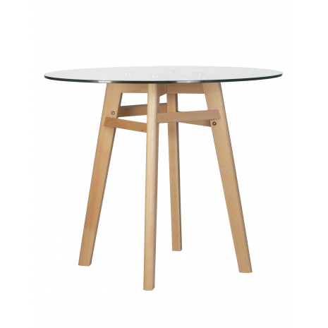 Стол обеденный DOBRIN HENRY`90 GLASS (столешница стекло, деревянное основание)0