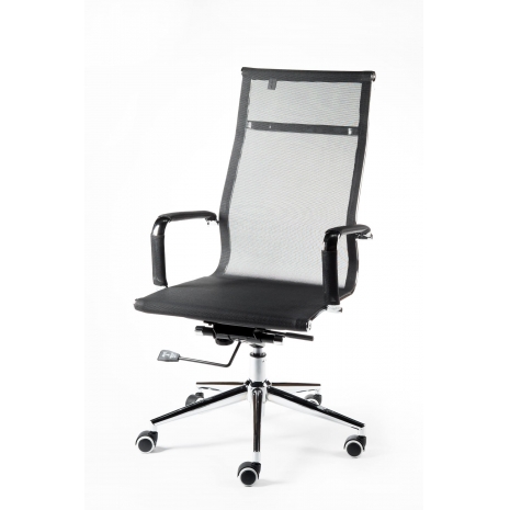 Кресло офисное / Хельмут / (black) сталь + хром / черная сетка1