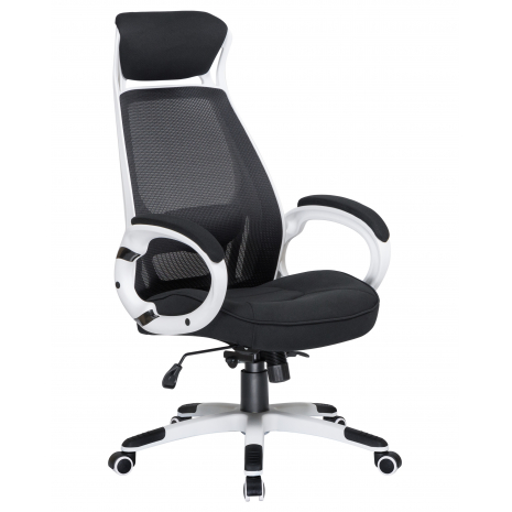Офисное кресло для руководителей DOBRIN STEVEN WHITE (белый пластик, чёрная ткань)1