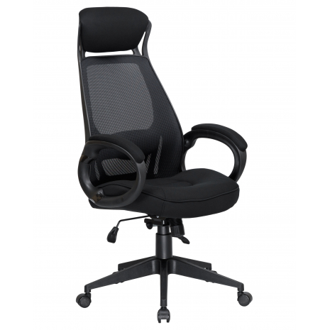 Офисное кресло для руководителей DOBRIN STEVEN BLACK (чёрный пластик, чёрная ткань)1