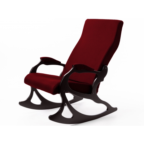 Кресло-качалка Санторини ткань бордо, каркас орех0