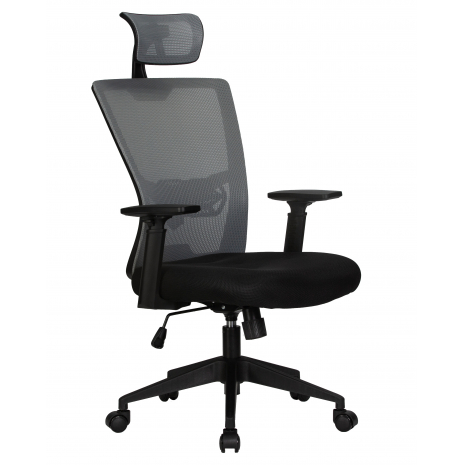 Офисное кресло для персонала DOBRIN NIXON (чёрный, серая сетка)1