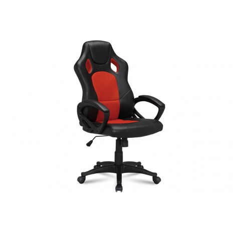 Кресло компьютерное BRABIX "Rider EX-544", экокожа черная/ткань красная, 5315830