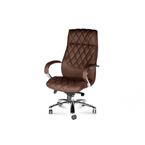Кресло офисное / Бонд / сталь + хром / рыже-коричневая экокожа2