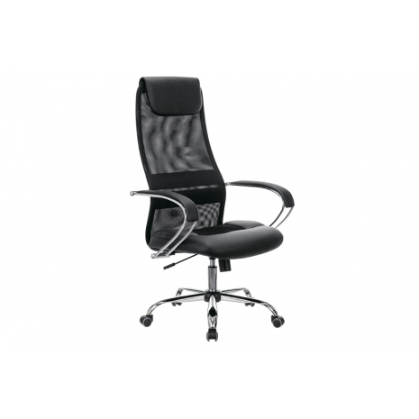Кресло офисное BRABIX PREMIUM "Stalker EX-608 CH", хром, ткань-сетка/кожзам, черное, 5320910